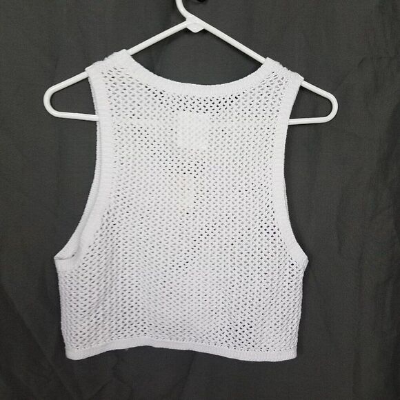 Offline By Aerie M Crochet Sweater Sleeveless Top Cropped Ribbed Medium NWT - Picture 3 of 9